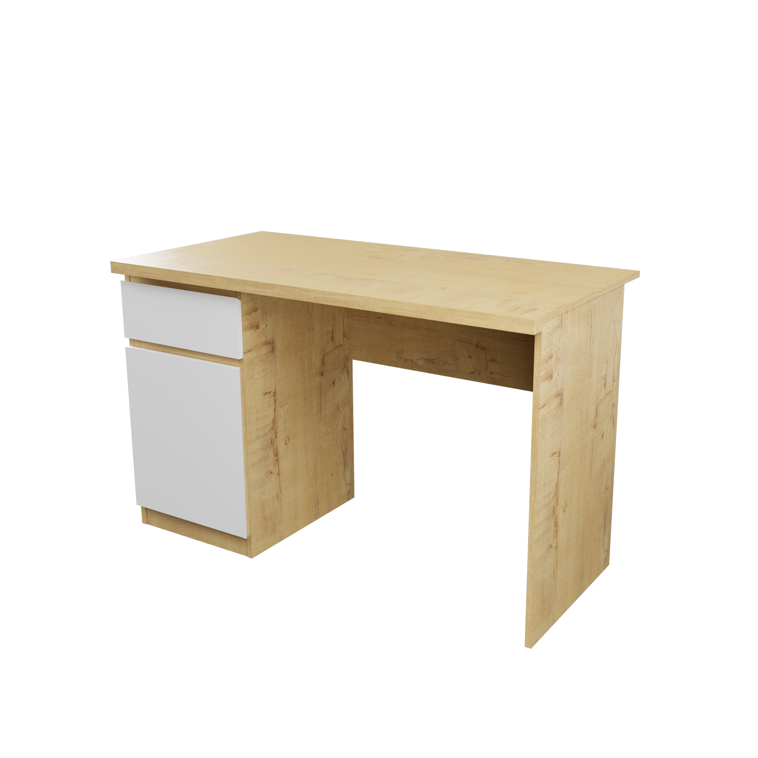 Стол письменный " Твист" Лайт однотумбовый Дуб бунратти/белый (левый)