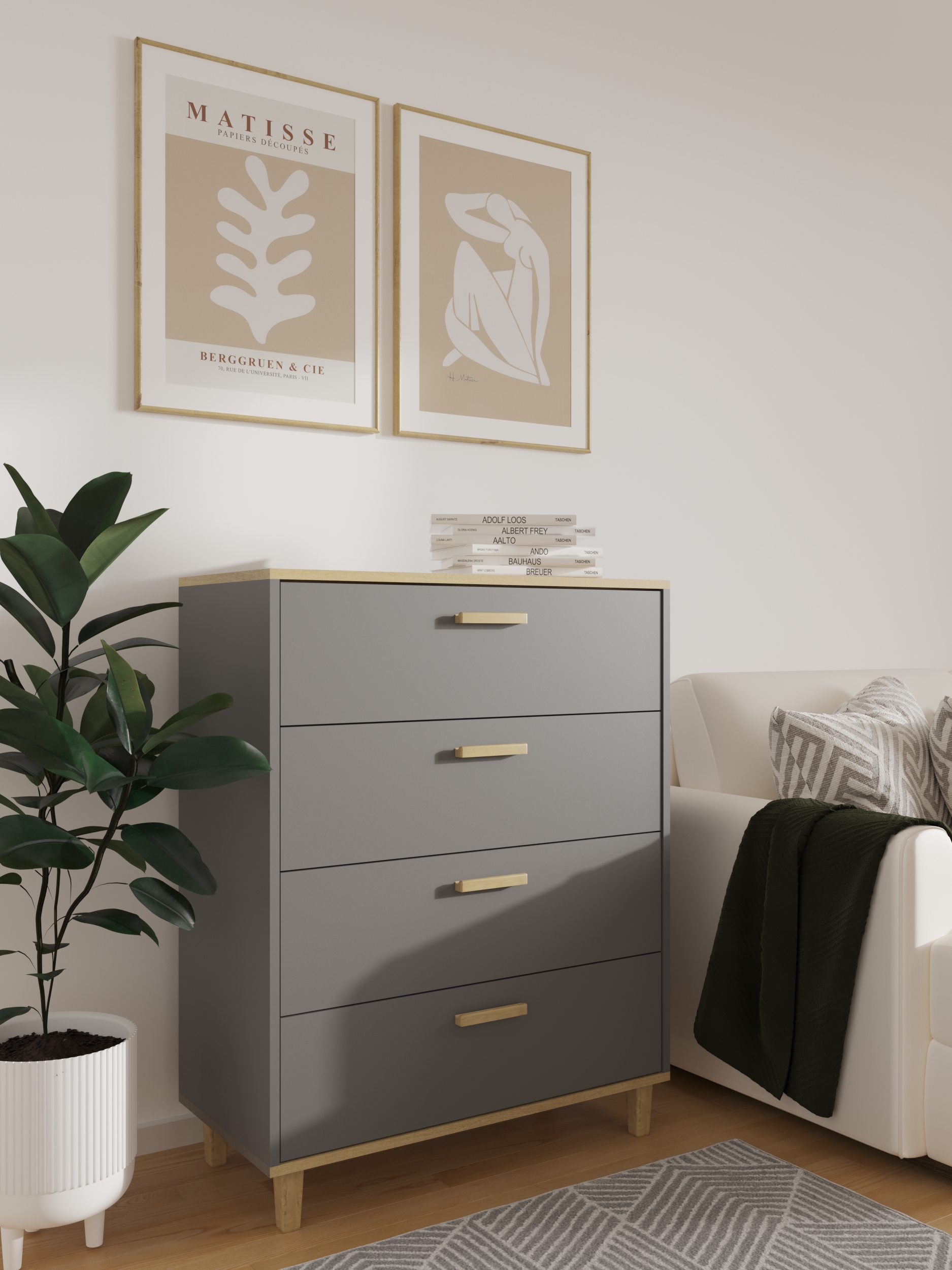 Комод "Брейк"  4 ящ. Дуб бунратти/базальт