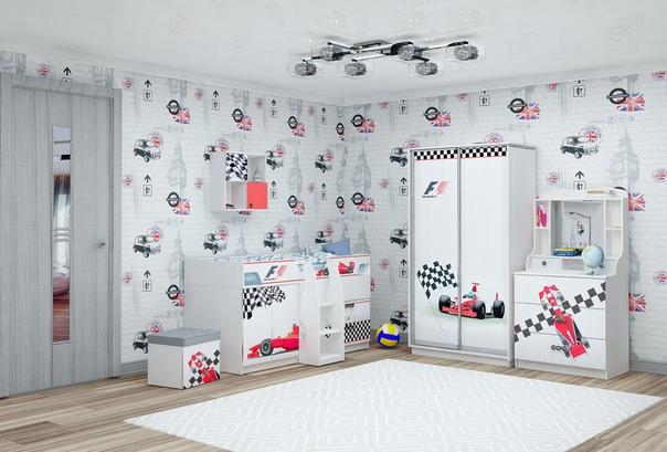 Детская "Рио" (Формула-1) Полка навесная Анкор белый Снято с производства