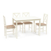 Обеденный комп. эконом Хадсон (стол+4 стула) Hudson Dining Set дерев.гевея lvory white тк.