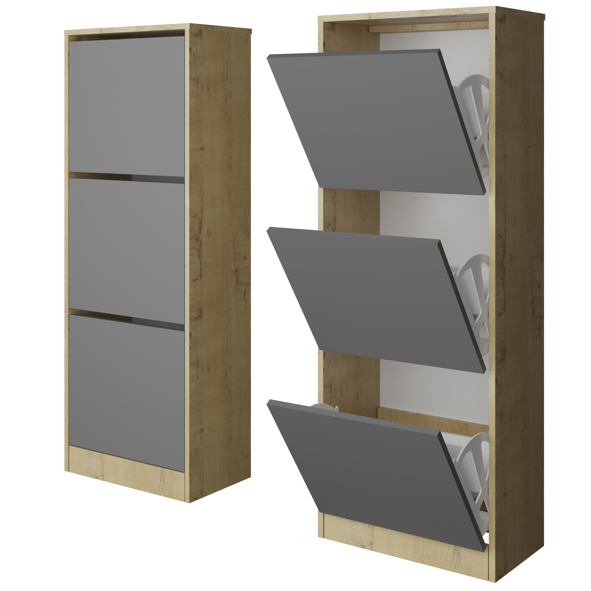 Обувница Твист Лайт 3 ящика  Дуб бунратти/базальт