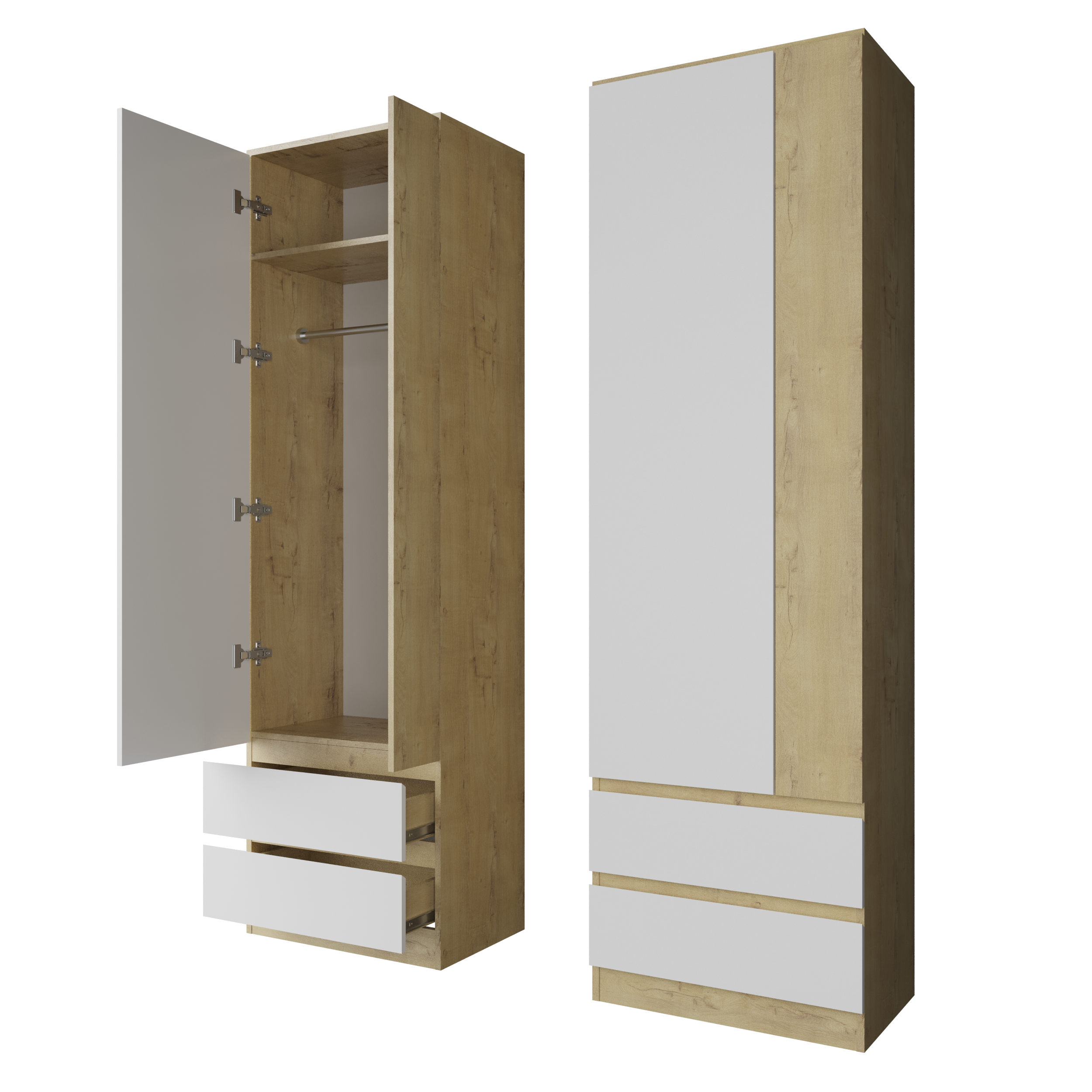 Шкаф к прихожей  "Твист" Лайт 2 двери, 2 ящика Дуб бунратти/белый